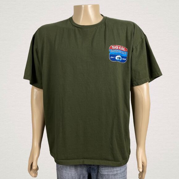 So Cal Huntington Beach Surfer Green Distressed Print Men's T Shirt 2XL - Picture 1 of 5